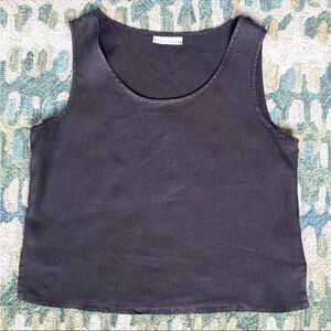 bryn WALKER Black Linen Sleeveless Coordinating Side Slit Tank Size S